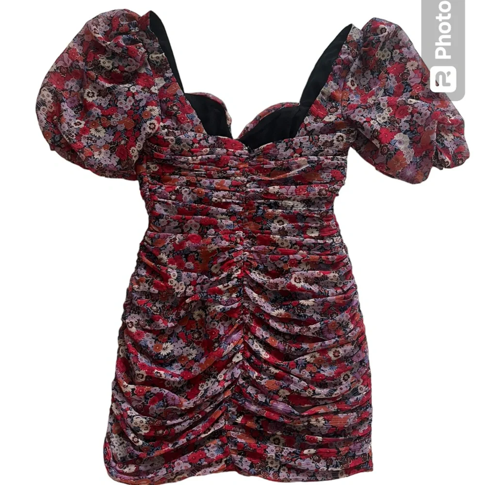 Zara Floral Printed Mini Dress with Draping size medium